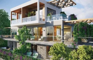 Modern villa in a residential complex with a private beach