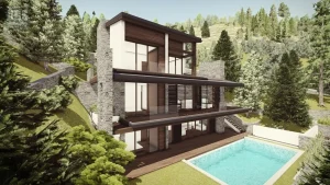 Villa with pool in a mountain resort