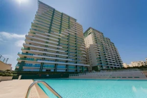 Apartments in a new residential high-rise project near sea