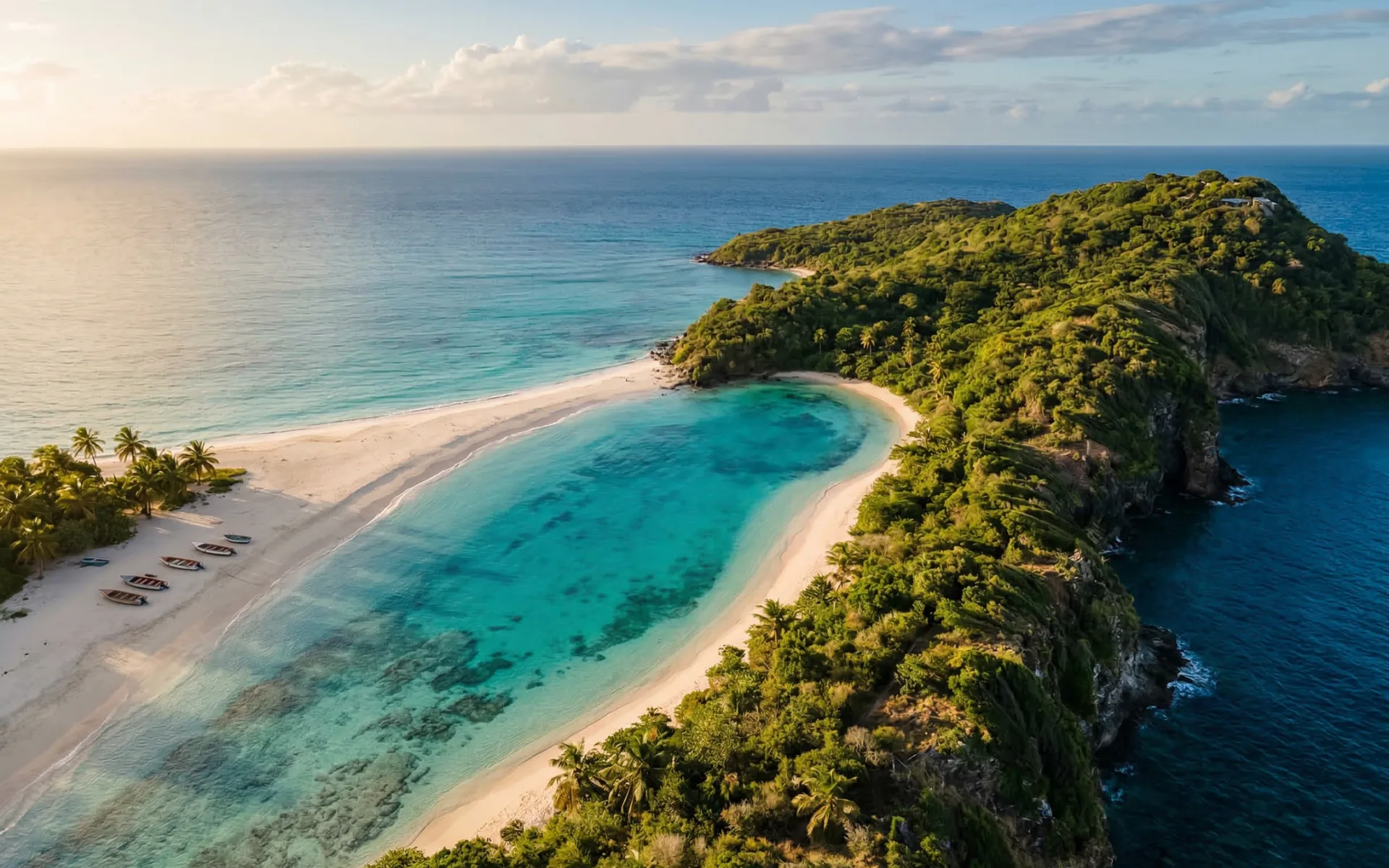 Antigua and Barbuda coastline aerial view