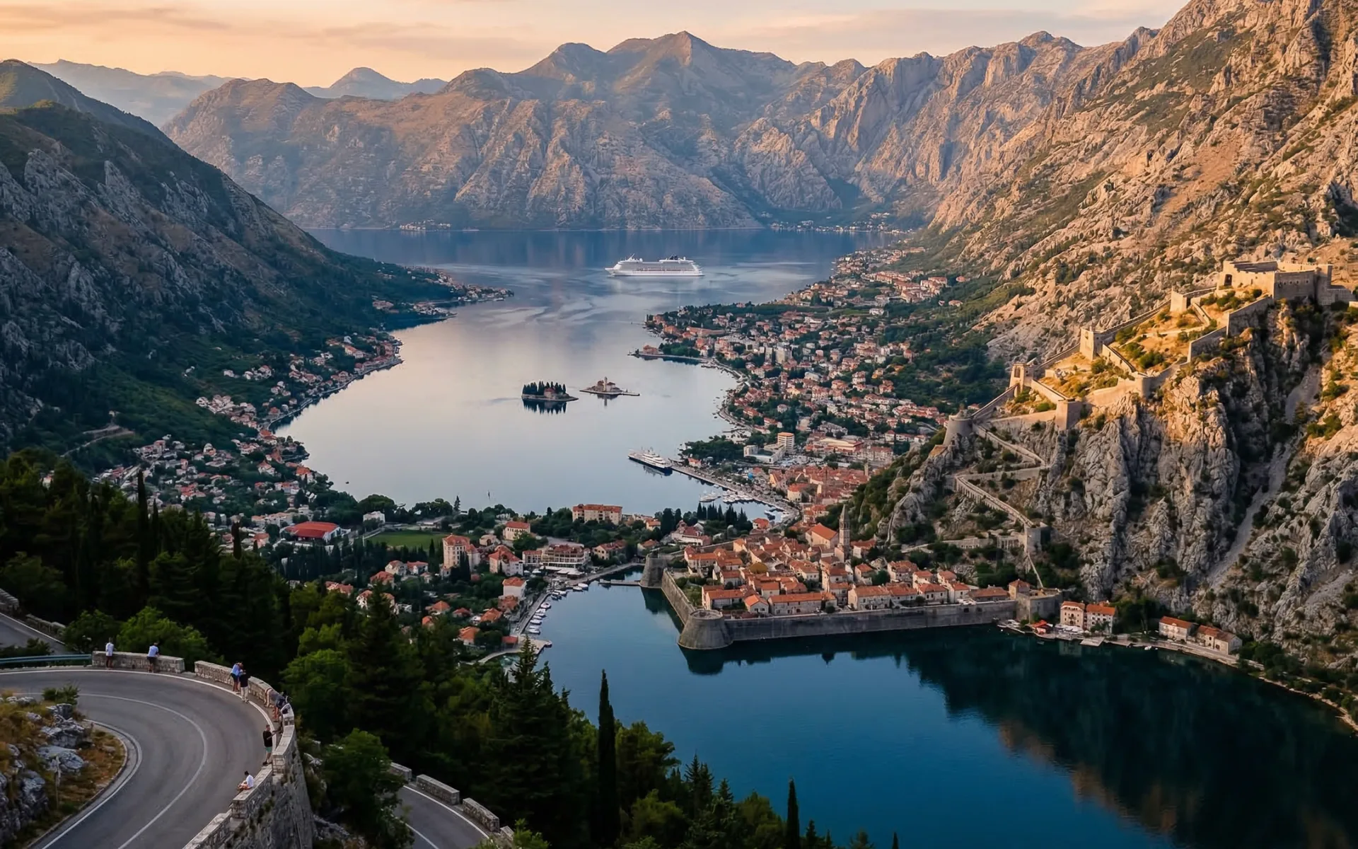 Bay of Kotor aerial view in Montenegro