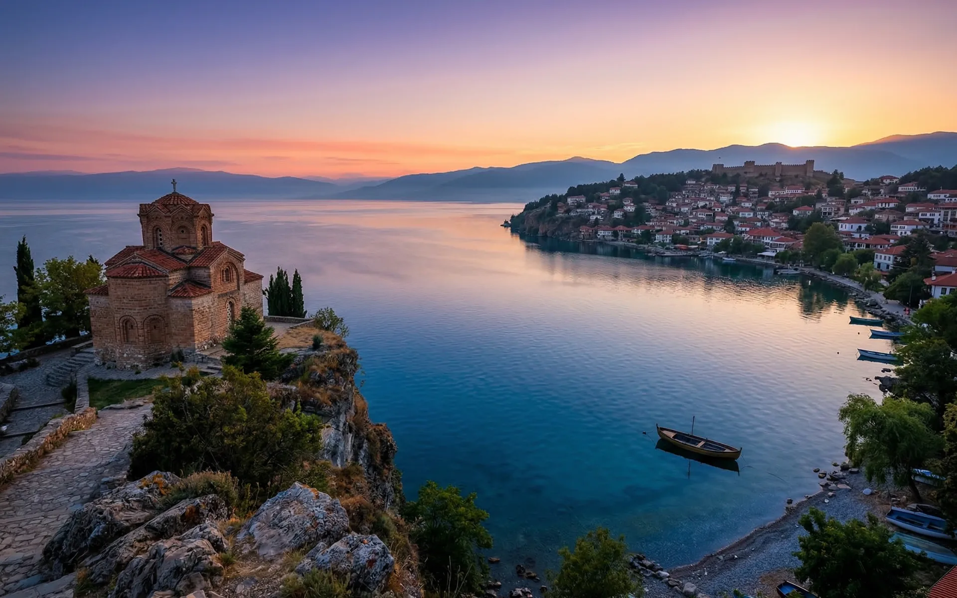 Lake Ohrid and historic churches in North Macedonia