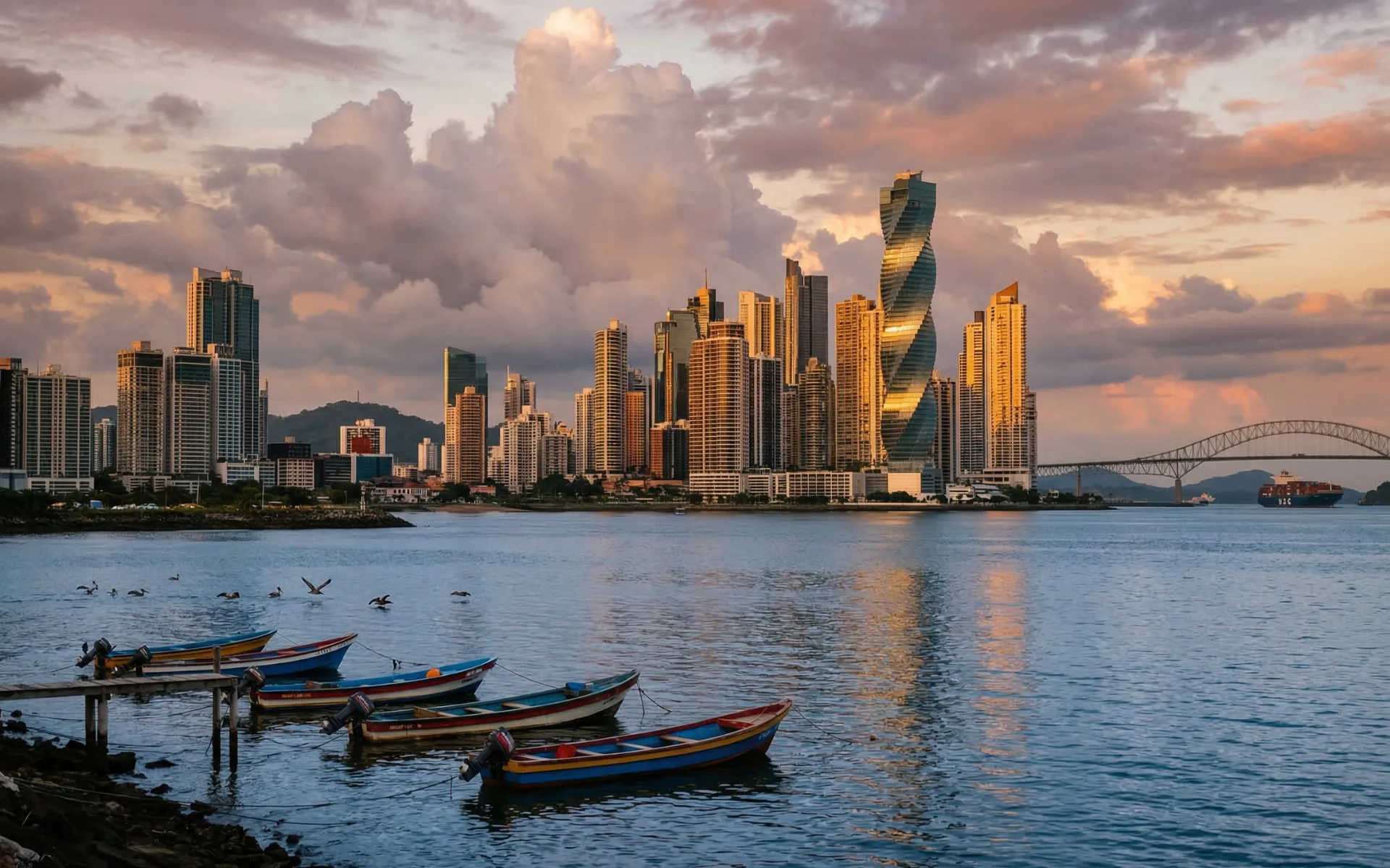 Panama City skyline and coastline