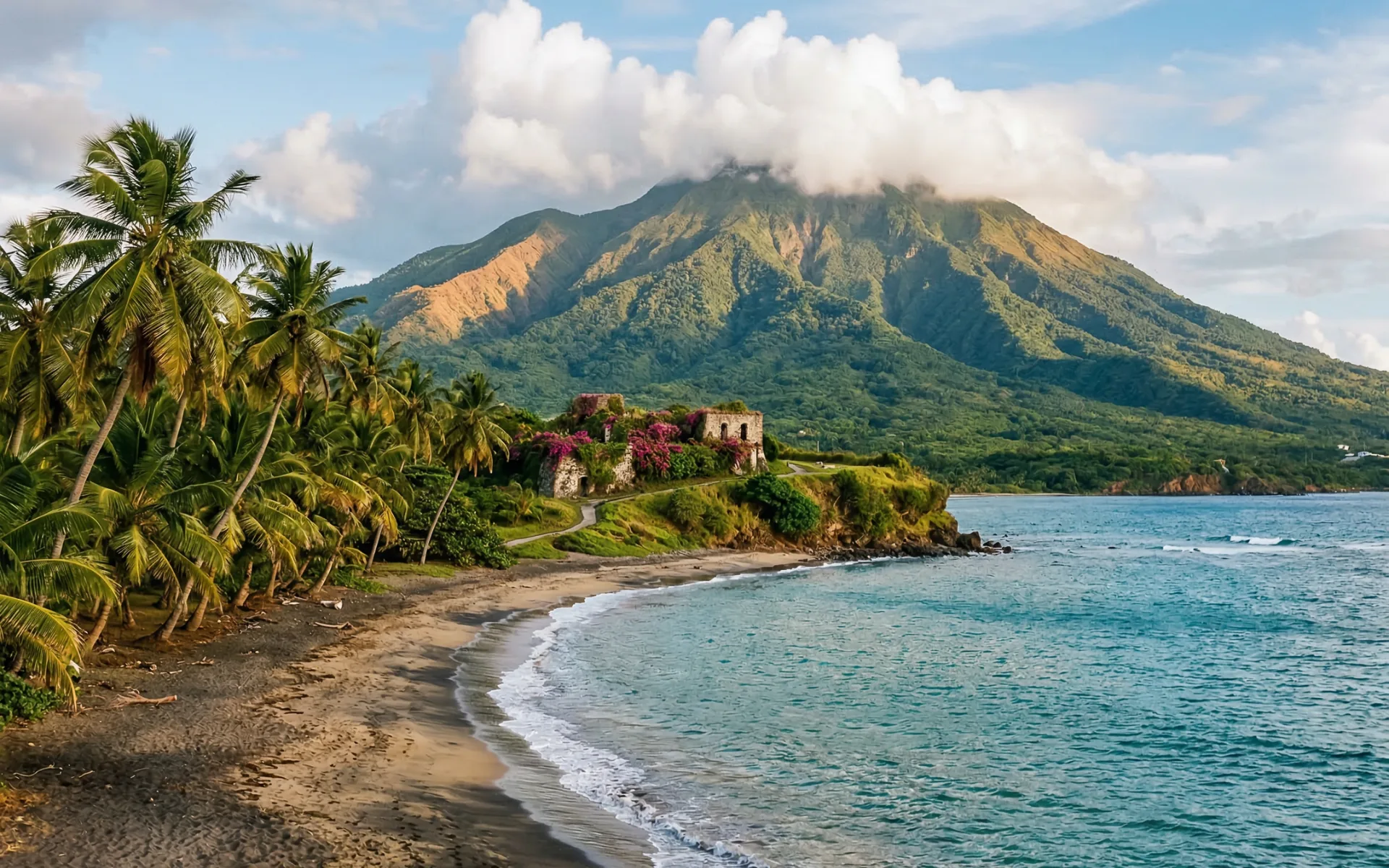 Antigua and Barbuda coastline aerial view