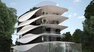 Apartments and villa in a futuristic design project