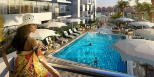 Apartments in a finished residential complex with a swimming pool